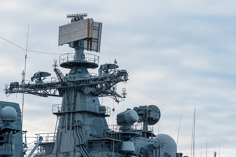 naval military background, concept, fragment of a modern warship with a navigation and radar equipment